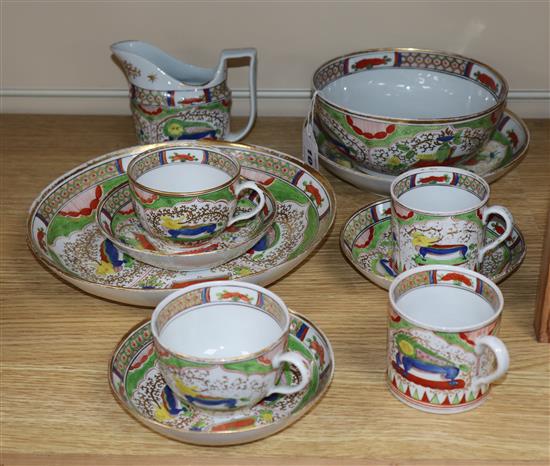 A group of Chamberlains Worcester Dragons in Compartments tea and coffee wares, early 19th century, slight faults (11)